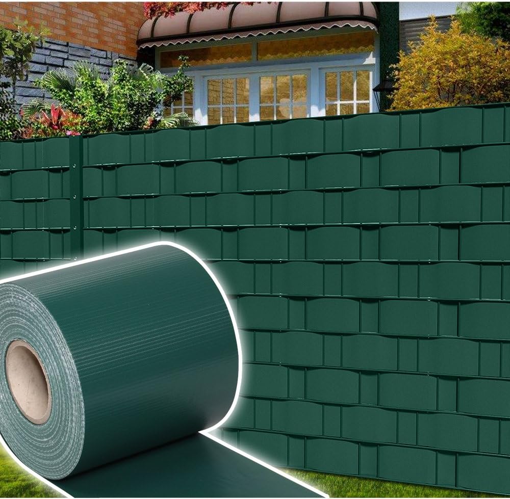 Sichtschutzstreifen für Doppelstabmatten, 35m/50m/70m Wetterfester PVC Sichtschutz (450g/m²) inkl. 30 Clips. Ideal für Doppelstabmattenzaun, Garten & Balkon, Grün