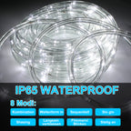 10/20/30/40/50 Meter lange LED-Lichterkette für den Außenbereich, kaltweiße LED-Lichterkette, 8 Leuchtmodi mit Speicherfunktion, wasserdichtes Design, geeignet für Garten, Weihnachtsfeiern und Hochzeiten