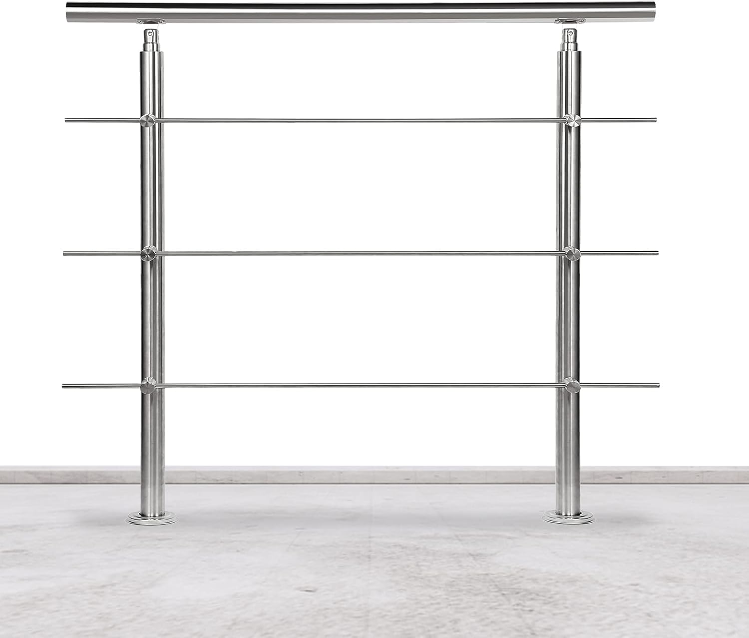 Handlauf Edelstahl 80/100/120/150/160/180 cm, Treppengeländer mit 3 Querstreben | Rostfrei, Wetterfest, Gebürstet, Winkelverstellbar für Innen & Außen und für Treppen, Balkon & Eingang（副本）