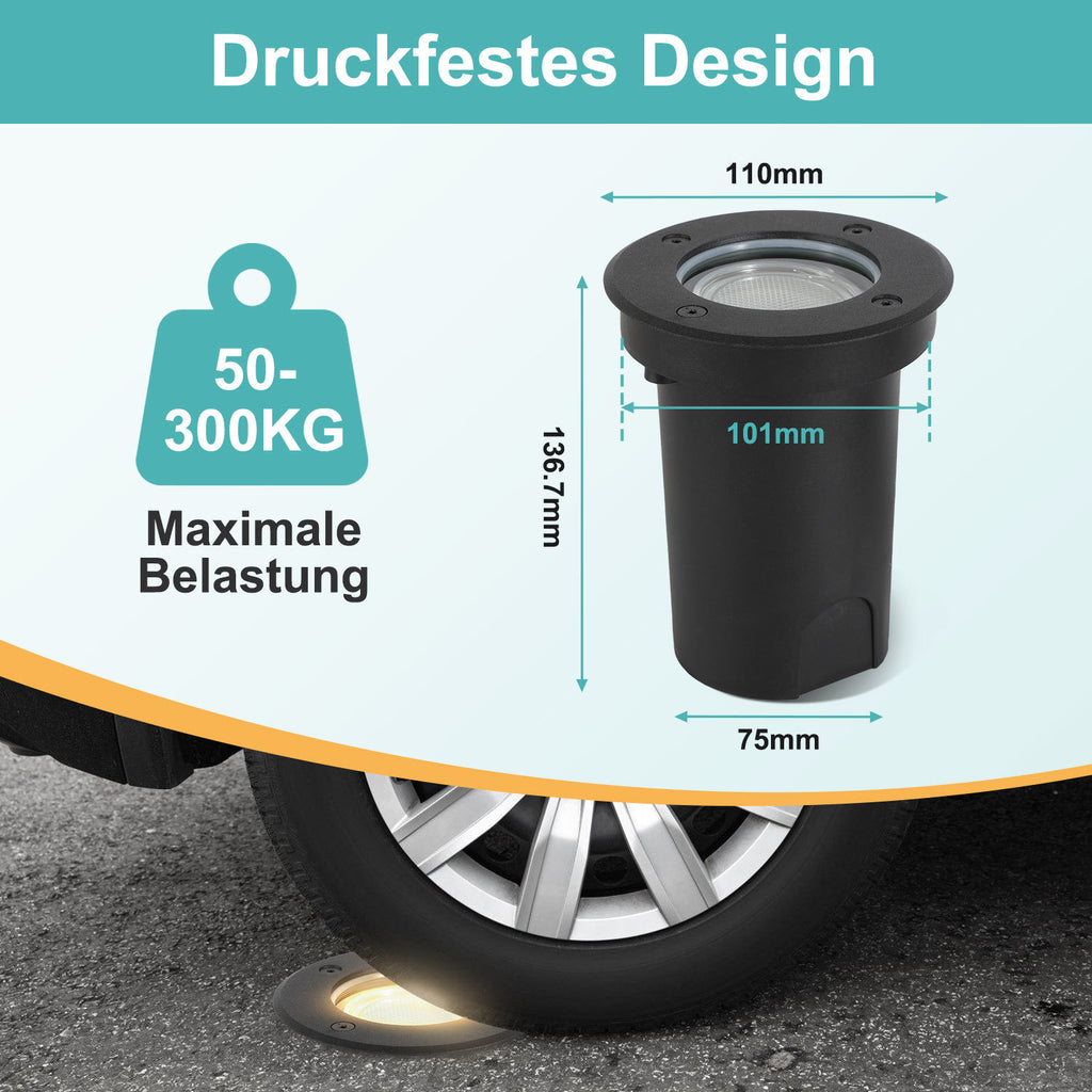 4/8x Bodenleuchte IP67 3W LED Neutralweiß Terrassen Schwenkbar Einbaustrahler