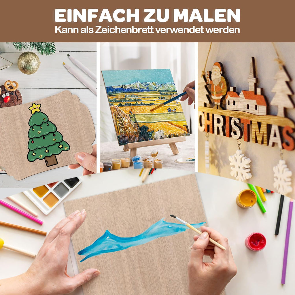 3 mm dickes Sperrholz, 300 x 300 mm, 30er-Pack, Walnussholz, handgefertigte Zuschnitte, geeignet für Modellbau, Laserschneiden, Lasergravur, Kohlezeichnung, Malerei und DIY-Ölmalerei