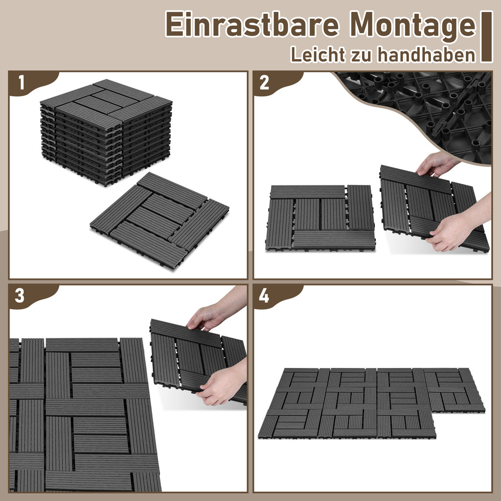 WPC-Terrassenfliesen 1 m²–5 m² – Außenfliesen, Bodenbelag, Klickfliesen, Terrasse, zum Selberverlegen, in vielen verschiedenen Designs und Farben erhältlich
