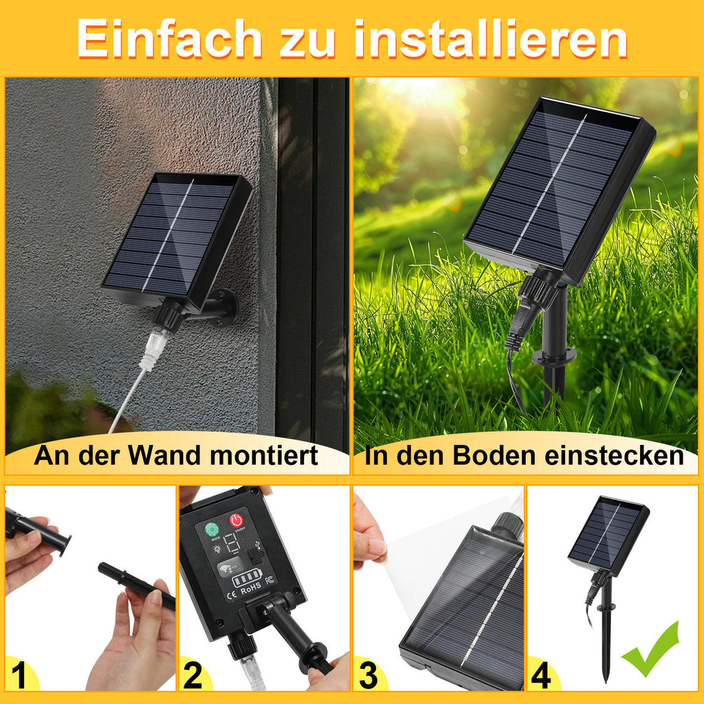 30/50/80/100 Meter lange Solar-Lichterkette für den Außenbereich, 300/500/800/1000 LED-Lämpchen, kaltweißes Licht, USB-Aufladung und Solarstromversorgung, 8 Beleuchtungsmodi und Timer-Funktion, Schutzklasse IP44, geeignet für Garten und Partys