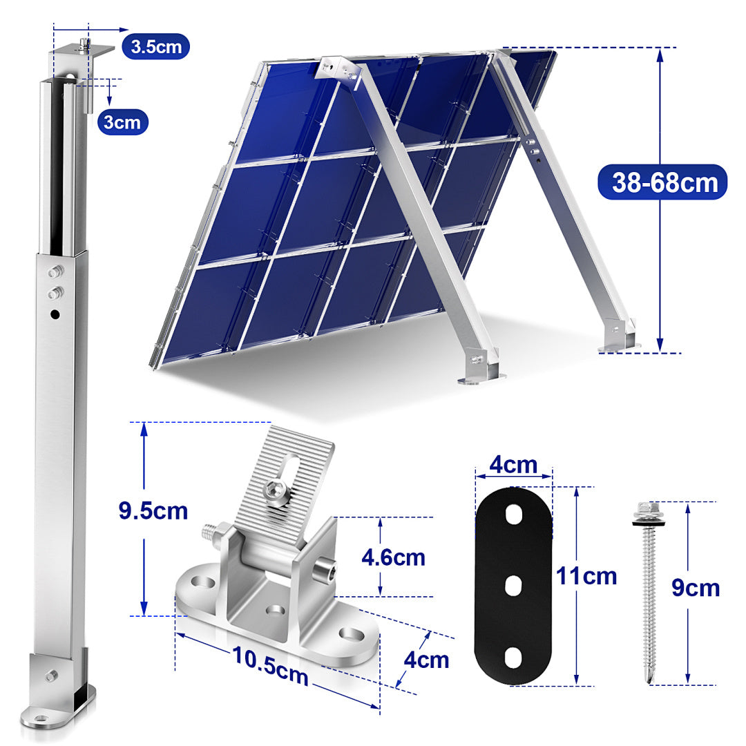 2 Set PV Modul Halterung Solarpanel Aufständerung Flachdach 0-60° Silber Set