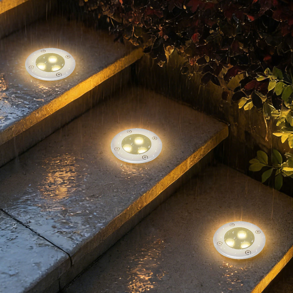 Außen-Bodenstrahler mit LED, 3 W, warmweißes Licht, IP65, Einbau-Bodenstrahler, mattschwarz, rund, für den Außenbereich, 230 V, Einbau-Bodenstrahler für Boden, Garten, Pool, Pflanzen [Energieeffizienzklasse G]
