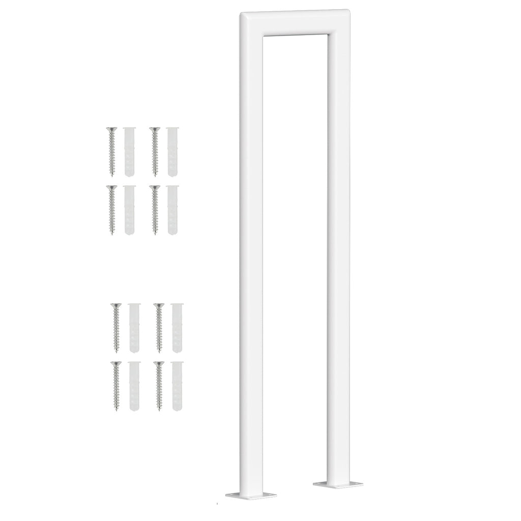 Handläufe für Innen- und Außentreppen, U-förmige, weiße, ovale Metallhandläufe, geeignet für Villen, Balkone, Flure und Wohnungen, Breite 20 cm, seitliche Montage, erhältlich in fünf Längen: 75 cm, 85 cm, 95 cm, 100 cm und 110 cm.