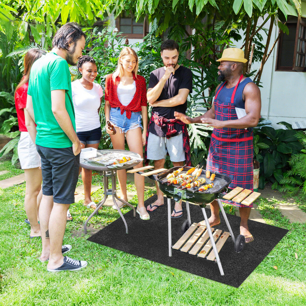 Grillteppich Grillunterlage Grillmatte, 75x120 cm/ 80x120 cm/ 90x120 cm/ 100x120 cm Grillmatten zum Grillen im Garten, Bodenschutzmatte BBQ Schutz Feuerfeste hitzebeständige für Familien-Grillabend auf, Anthrazit