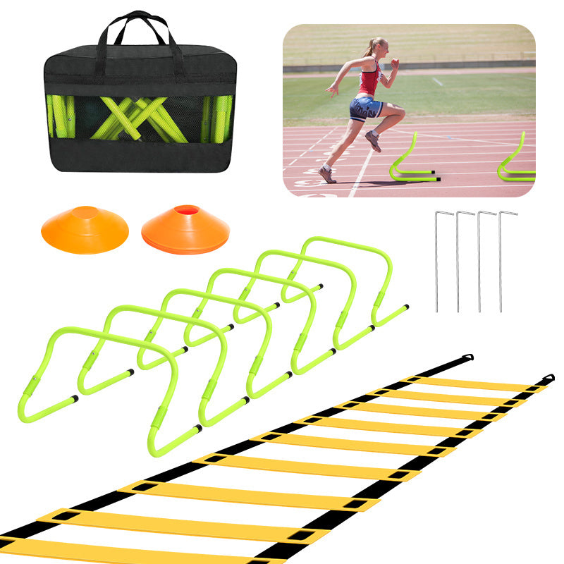 Speed & Agility Training Set Koordinationsleiter, Trainingsset Enthält 1 Agility Leiter, 6 verstellbare Hürden, 12 Hütchen, Aufbewahrungstasche, Trainingsgerät für alle Sportarten
