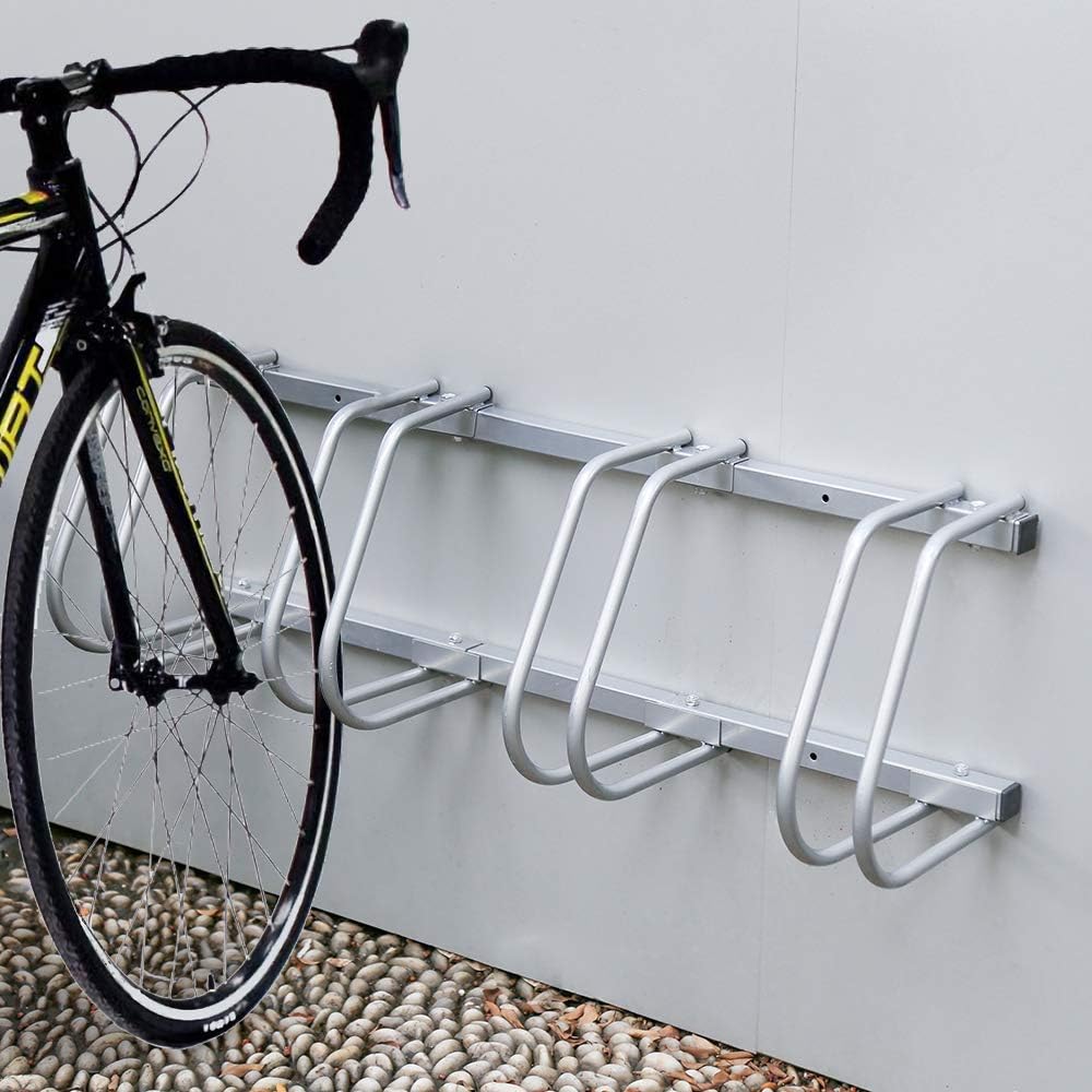 Fahrradständer (Reifenbreite 35–55 mm), bodenmontierte Fahrradständer, einfach zu montierende Fahrradständer aus verzinktem Stahl, silberfarbene Fahrradständer