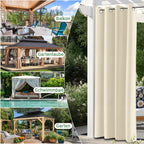 Outdoor Vorhang Wetterfest mit Ösen Sonnenschutz Wasserdicht Thermovorhang Panel,Cremefarben