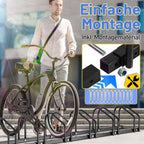 Fahrradständer für 2/3/4/5/6 Fahrräder, bodenmontierter Fahrradständer, Radabstand 30 cm, geeignet für Reifenbreiten von 35–55 mm, für die Montage am Boden oder an der Wand geeignet, schwarz