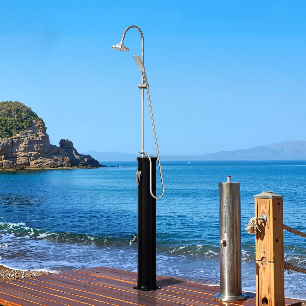 Solardusche 20L Halbe Einzelstab Solar Gartendusche warmes Wasser Bis Zu 60°C Ohne Stromanschluss Pooldusche Camping mit Handbrause und schwenkbarem Regenduschkopf inkl. Schutzhülle