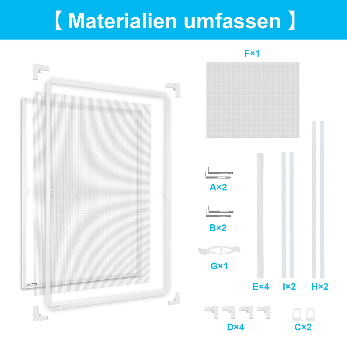 Fliegengitter Fenster Tür Gitter Moskito Aluminium Insektenschutz，120x140CM/100x120CM/80x100CM