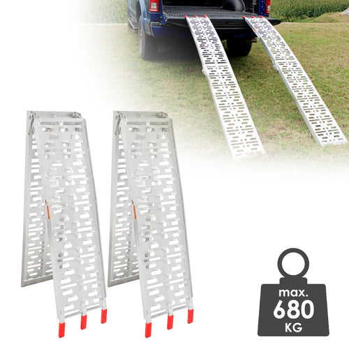 1/2x Laderampe, klappbare Laderampe für bis zu 680 kg, rutschfeste Laderampen, Aluminium-Zugangsrampe, für Autos, Anhänger, Motorräder, Fahrräder, Quads, PKWs
