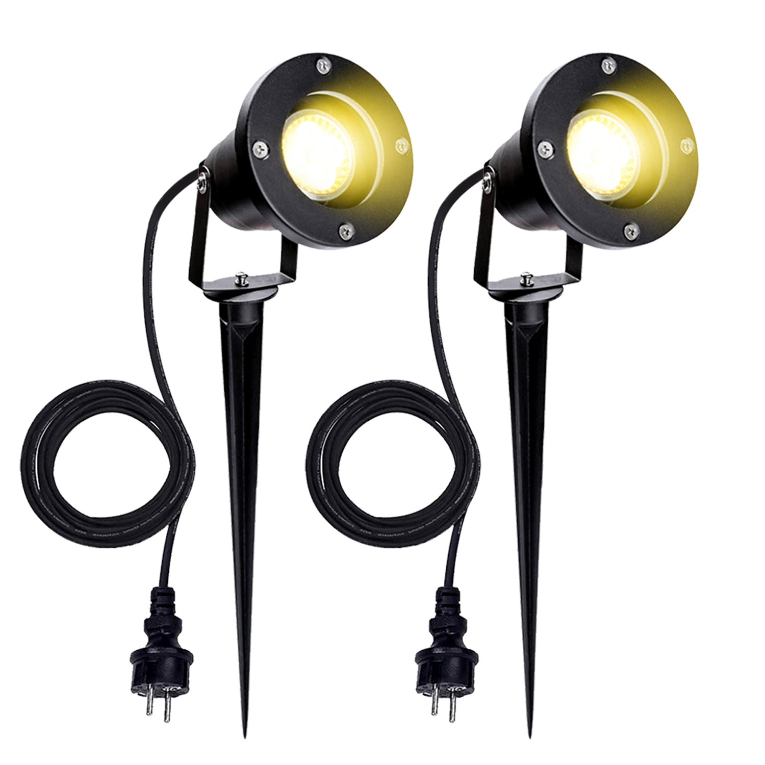 LED-Außenstrahler (mit Erdspieß), LED-Gartenstrahler für den Außenbereich, 4 W, GU10, warmweißes Licht, 3000 K, Schutzklasse IP65, geeignet für Wege, Sträucher, Pflanzen und Terrassen