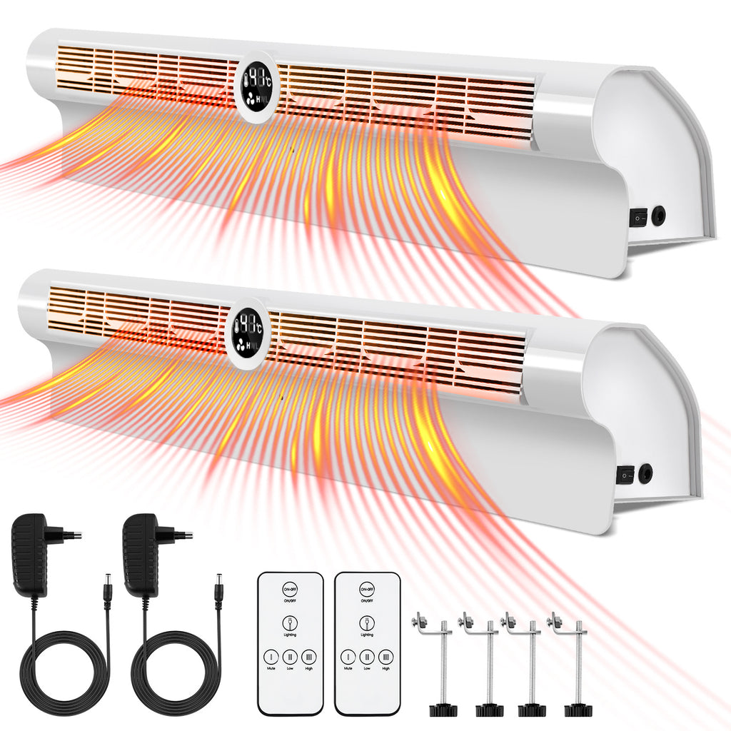 Heizkörper Ventilator Weiß - Energieeffizienter Wärmeverteiler mit 6 Lüftern, Automatischer Ein/Aus-Funktion, 3-Stufen-Regelung, RGB-LED und Fernbedienung für Schnelle Wärmeverteilung