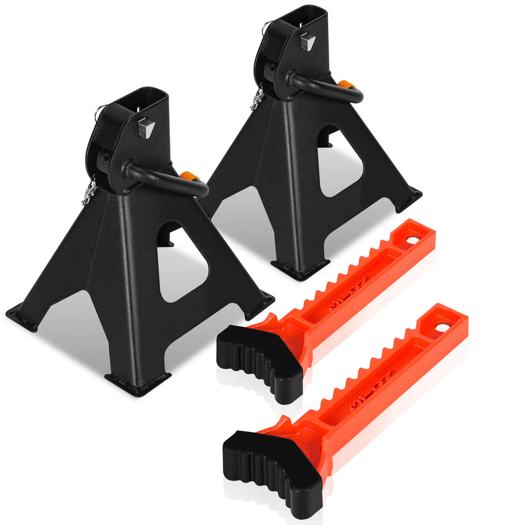 Unterstellböcke 2/4 Stück, Stützböcke Wagenheber Ständer Modellwahl 3T, Wohnwagen Stützbock, Automotive Unterstellbock 285-430 mm Hubhöhe höhenverstellbar (Mit Sicherung und Gummi)