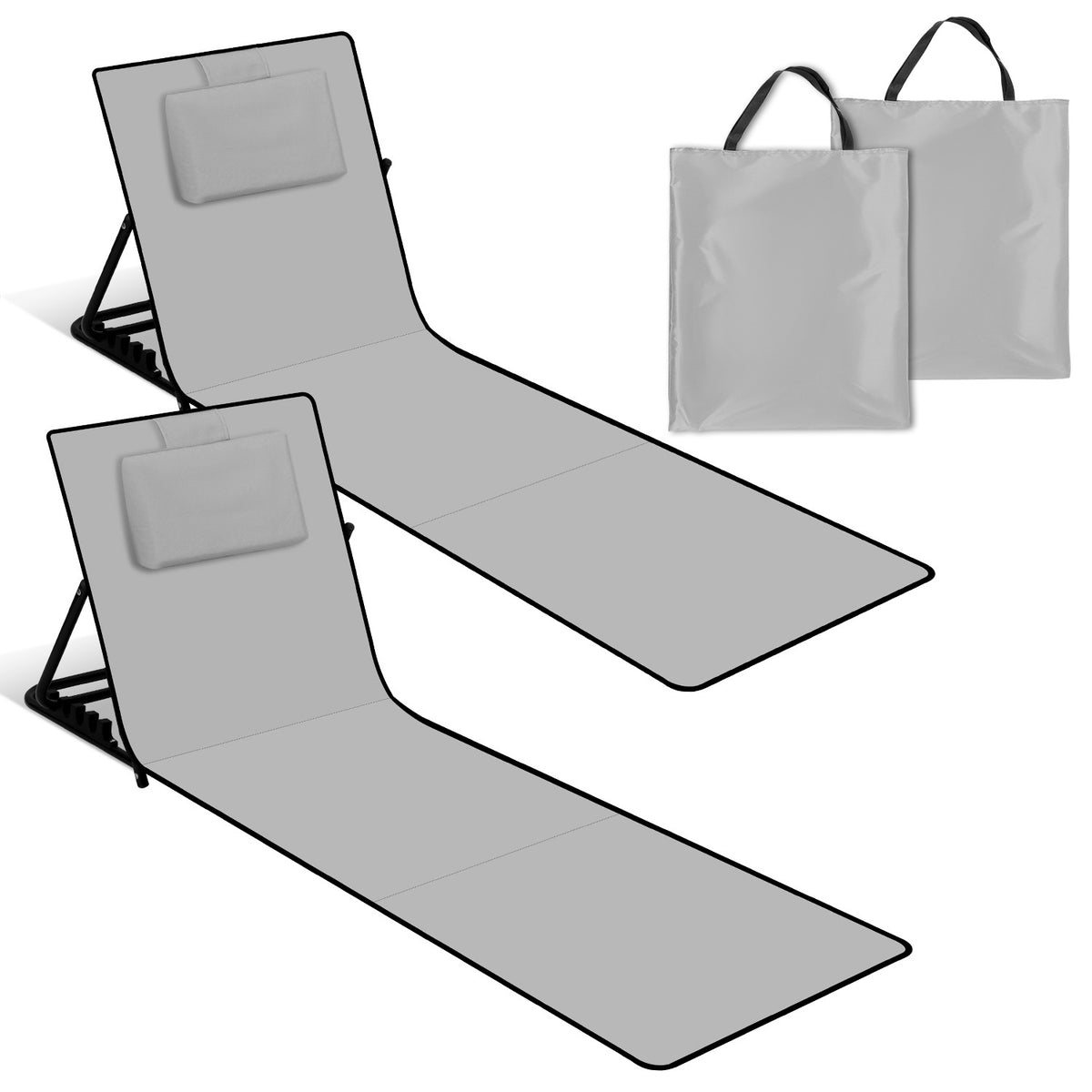 145CM Strandliege Sonnenliege Strandmatte, klappbar Strandmatte tragbar zusammenklappbar Outdoorliege,5-stufig verstellbar inklusive Tragetasche