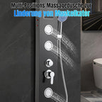 Duschpaneel mit Wasserhahn, 5 Funktionen, Edelstahl-Duschpaneel mit LED-Temperaturanzeige, Regen- und Wasserfall-Duschköpfe, Handbrause, Massagedusche und Duschstange