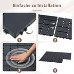 Polypropylen-Terrassenfliesen im Puzzle-Design, 30 x 30 cm, anthrazitgrau/rotbraun, aus Kunststoff | Witterungsbeständig, rutschfest, einfach zu verlegen, geeignet für Terrassen, Balkone und Gärten, leicht zu reinigen, Kunststoffboden, 1–5 Quadratmeter