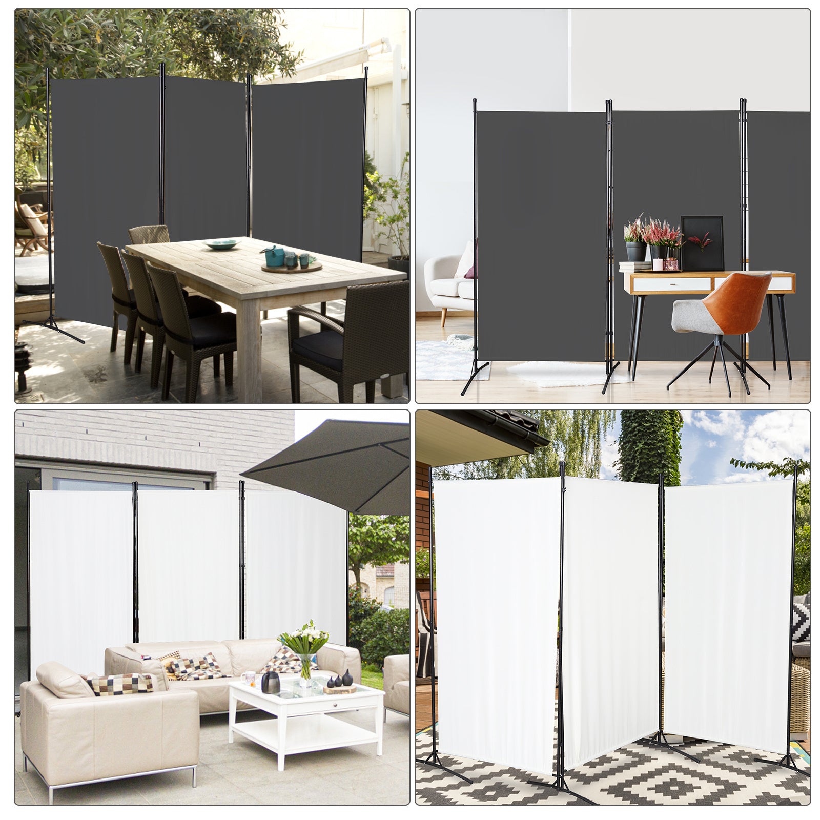 Balkon-Paravent, Sichtschutz für den Außenbereich, zusammenklappbar, Gartentrennwand, Raumteiler, mobil, 180 cm × 180 cm / 260 × 180 cm / 300 × 170 cm