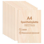 3 mm Sperrholz, 300 x 210 mm, Lindenholz, nach Craft Woods-Maßen zugeschnitten, Holz für den Modellbau, Laserschneiden, Lasergravur, Brandmalerei, Malerei, Heimwerken, Ölmalerei