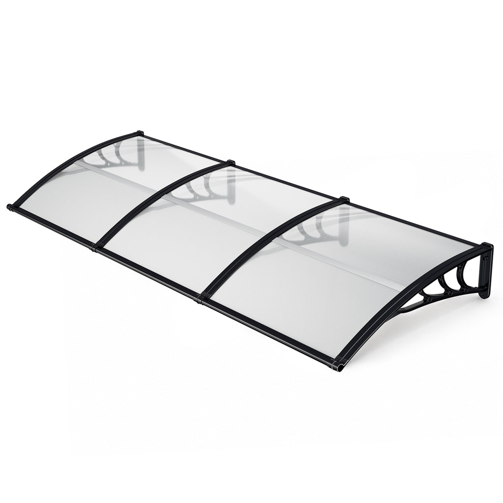 Vordach für Außentüren, mit vergrößerter Regenrinne, einseitig geneigtes, gewölbtes Vordach, schützt vor Sonne und Regen, vier Größen: 120 cm / 150 cm / 200 cm / 300 cm