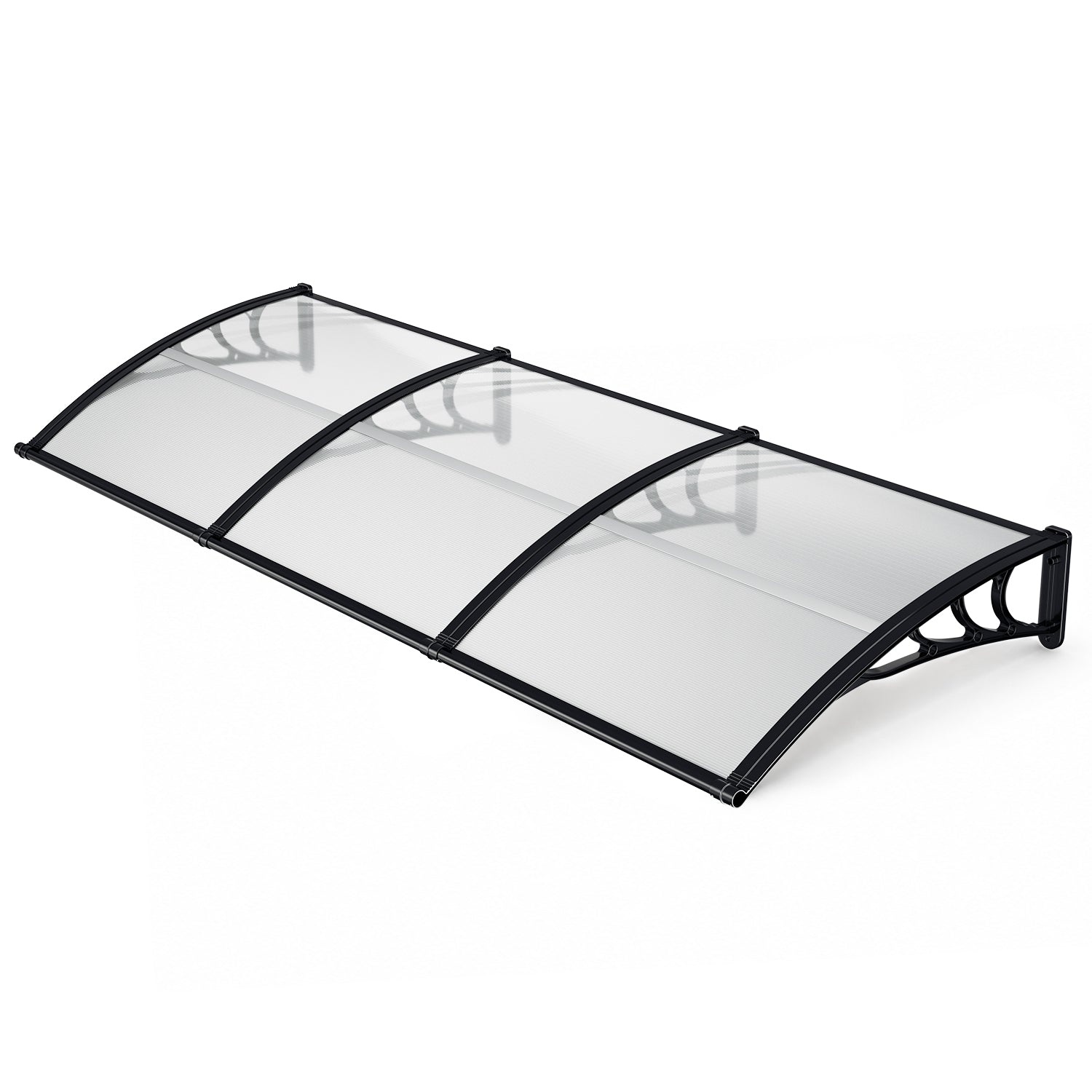 Vordach für Außentüren, mit vergrößerter Regenrinne, einseitig geneigtes, gewölbtes Vordach, schützt vor Sonne und Regen, vier Größen: 120 cm / 150 cm / 200 cm / 300 cm