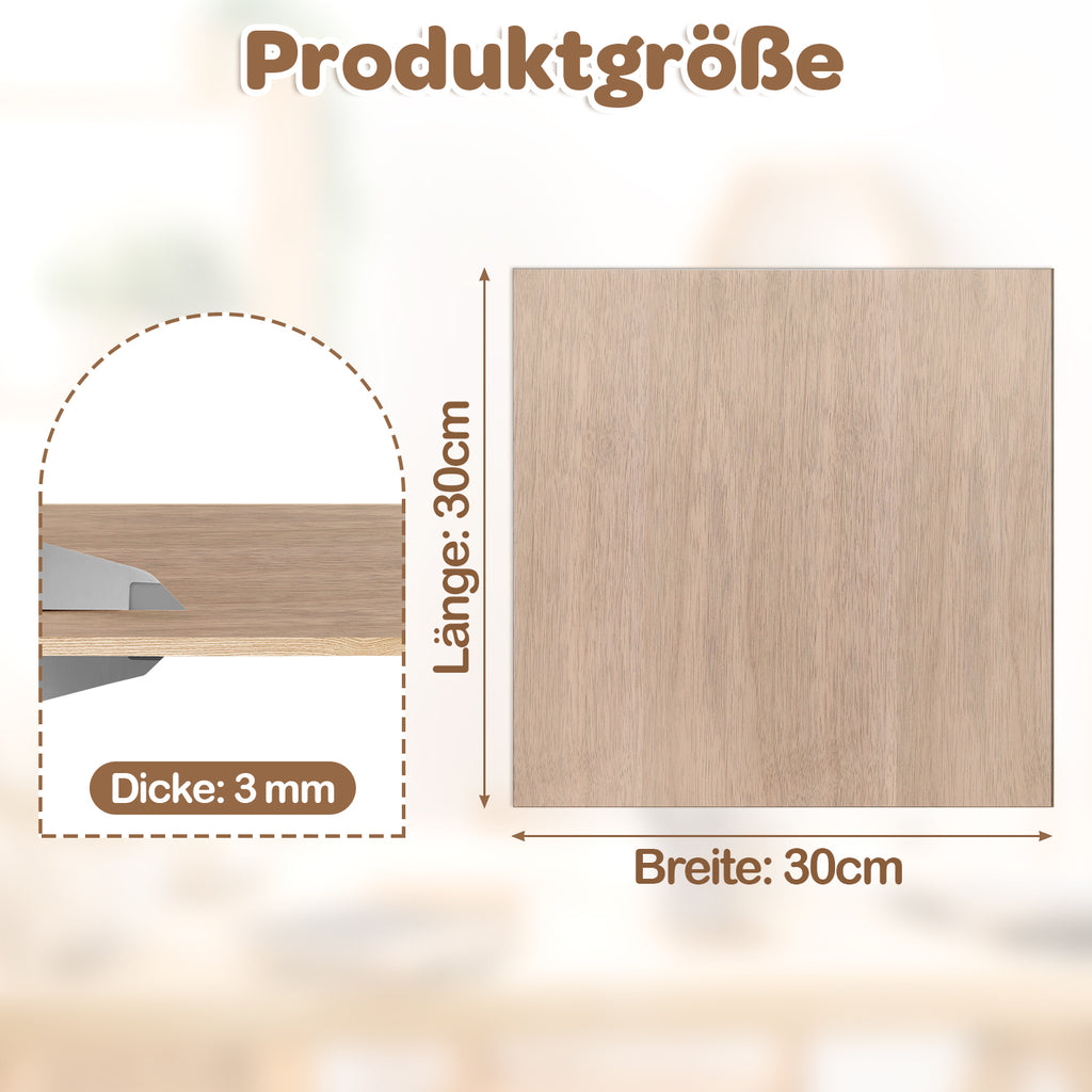 3 mm dickes Sperrholz, 300 x 300 mm, 30er-Pack, Walnussholz, handgefertigte Zuschnitte, geeignet für Modellbau, Laserschneiden, Lasergravur, Kohlezeichnung, Malerei und DIY-Ölmalerei