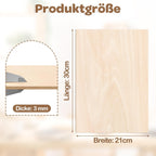 3 mm Sperrholz, 300 x 210 mm, Lindenholz, nach Craft Woods-Maßen zugeschnitten, Holz für den Modellbau, Laserschneiden, Lasergravur, Brandmalerei, Malerei, Heimwerken, Ölmalerei