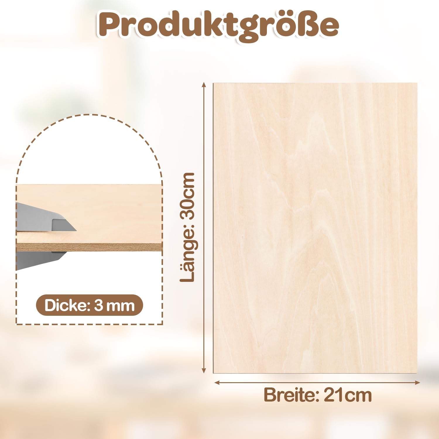 3 mm Sperrholz, 300 x 210 mm, Lindenholz, nach Craft Woods-Maßen zugeschnitten, Holz für den Modellbau, Laserschneiden, Lasergravur, Brandmalerei, Malerei, Heimwerken, Ölmalerei