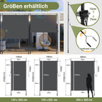 Vertikalmarkisen, ausziehbare Vertikalmarkisen für den Außenbereich mit Handkurbel, keine Bohrungen erforderlich, Sichtschutz für den Balkon sowie Windschutz für Garten und Terrasse, anthrazitgrau