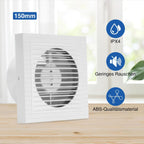 100/150 mm leiser Badventilator, Plug-and-Play, Kunststoffgehäuse, geeignet für Badezimmer, Küche, Keller und Toiletten, leitet Wasserdampf und Gerüche ab, glatte Frontblende, weiß