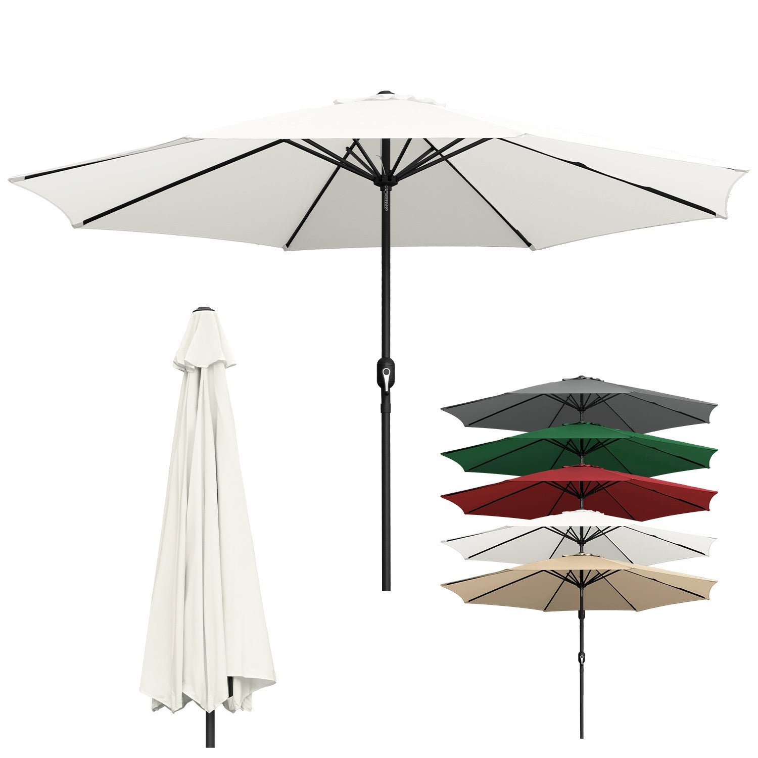 Sonnenschirm Ø270cm, Ampelschirm, Gartenschirm , Kurbelschirm, UV-Schutz, 160g/㎡ Polyester Schirmstoff, Wasserabweisend und schmutzabweisend, 5 Farben erhältlich, Garten