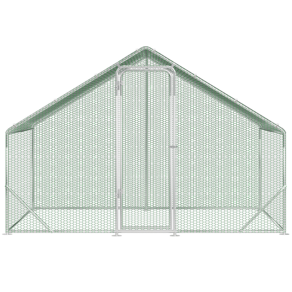 XL-Modell mit Schloss – 300 x 200 x 200 cm – verzinkter Stahl – Hühnerstall aus verzinktem Stahl mit Sonnenschutzdach und Hühnerklappe – Außengehege – für Tiere geeignet