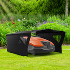 Garage für Mähroboter, 78 x 60 x 34 cm, schwarzer, verzinkter Unterstand, schützt vor Regen, Sonne und Hagel, witterungsbeständig und UV-beständig, geeignet als Überdachung für Gartenmäher und Mähroboter, inklusive Montagezubehör