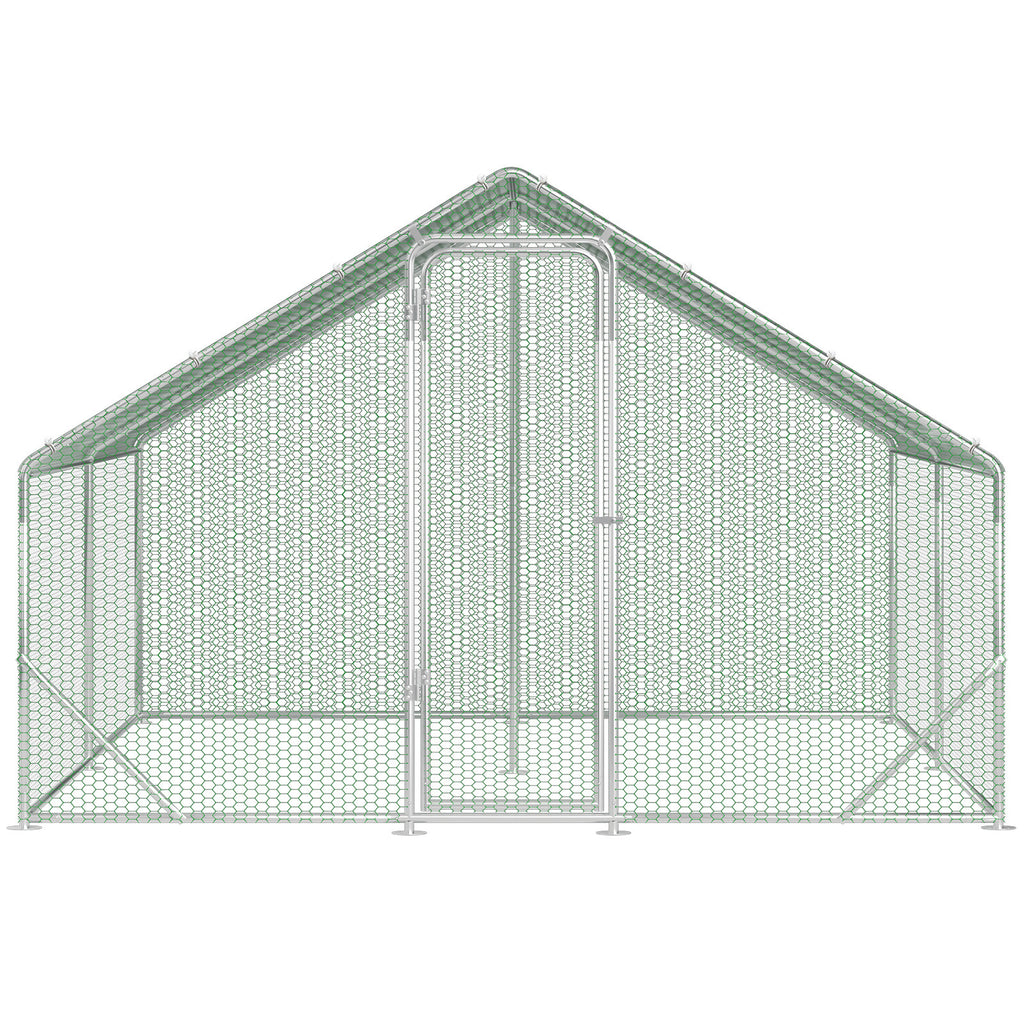 3 × 4 × 2 Meter großer Hühnerstall für den Außenbereich – Geflügelstall aus verzinktem Stahl mit Kuppeldach, geeignet für Hühner, Kaninchen, Gänse, Tauben und Wachteln, mit Metallzaun mit Maschen