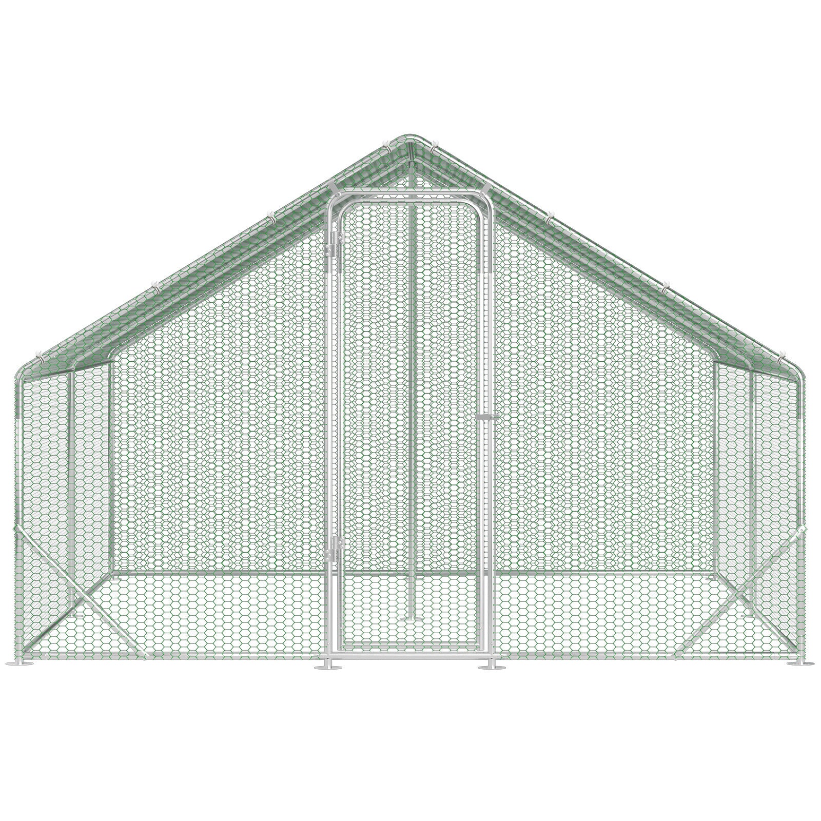 3 × 4 × 2 Meter großer Hühnerstall für den Außenbereich – Geflügelstall aus verzinktem Stahl mit Kuppeldach, geeignet für Hühner, Kaninchen, Gänse, Tauben und Wachteln, mit Metallzaun mit Maschen