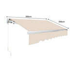 Gelenkarm-Markise, 350 x 250 cm, manuell ausfahrbare Markise, Neigung bis zu 30 Grad einstellbar, schützt vor Sonne und Regen, inklusive Wandhalterung, beige