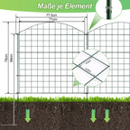 Teichzäune, Metall-Gartenzäune, Außenzäune, 3,75/7,5/10,5 Meter, inklusive Zaunelemente und Befestigungsstangen, oben nach oben gewölbt
