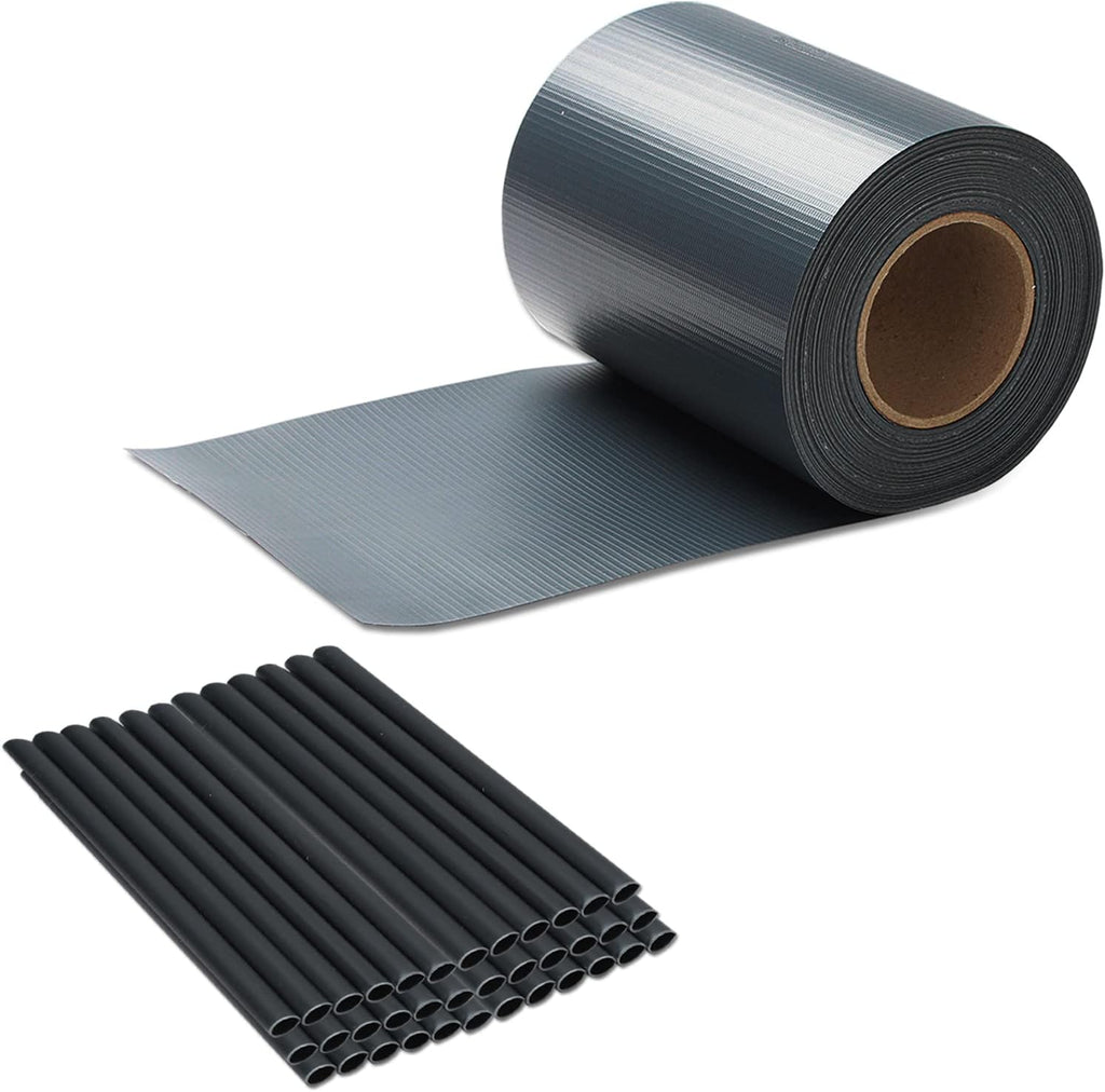 PVC Sichtschutzstreifen 35m/50m/70m Zaunblende Folie, inkl. 30 Befestigungsclips, Windschutz Sonnenschutz Sichtschutz Gartenzaun, Sichtschutzfolie für Doppelstabmattenzaun, Anthrazit