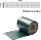 Sichtschutzstreifen für Doppelstabmatten, 35m/50m/70m Wetterfester PVC Sichtschutz (450g/m²) inkl. 30 Clips. Ideal für Doppelstabmattenzaun, Garten & Balkon, Grün