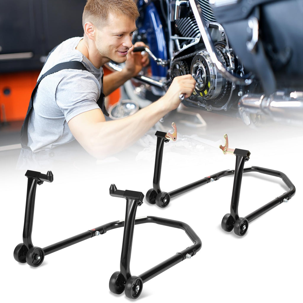Motorradständer hinten & vorn Motorrad Set, Motorrad Ständer Motorrad Heber mit 4 Rollen Motorrad Hebebühne, Stabilität, Belastbar bis 300 kg