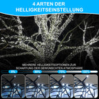 30/50/80/100 Meter lange Solar-Lichterkette für den Außenbereich, 300/500/800/1000 LED-Lämpchen, kaltweißes Licht, USB-Aufladung und Solarstromversorgung, 8 Beleuchtungsmodi und Timer-Funktion, Schutzklasse IP44, geeignet für Garten und Partys