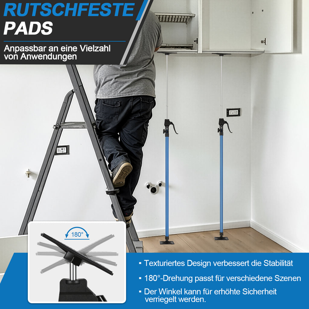 115-290CM Stützstange für Tischlerarbeiten, inklusive Aufbewahrungstasche | Tragkraft 100 kg, 4-stufige Höhenverstellung, Hilfswerkzeug für die Schrankmontage, inklusive Aufbewahrungstasche