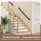 Handlauf Treppengeländer Geländer Schwarz Wandhandlauf Wand Treppe, Quadratisches Rohrdesign, Treppengeländer Innen und Außen für Treppen, Brüstung, Balkon
