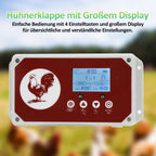 Automatisches Hühnerstalltür aus Aluminiumlegierung mit Fernbedienung, Zeitschaltuhr, manueller Steuerung und Lichtsensor – elektrisches Hühnerstalltür für Hühnerställe, Türöffnung 30 x 30 cm