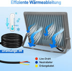 50/100/150/200 W LED Außenstrahler, LED Strahler Außen Innen, 6000K Kaltweiß Außenleuchte Superhell, IP65 Wasserfest, LED Scheinwerfer, LED Flutlicht für Gärten Garage Flur