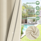 Outdoor Vorhang Wetterfest mit Ösen Sonnenschutz Wasserdicht Thermovorhang Panel,Cremefarben