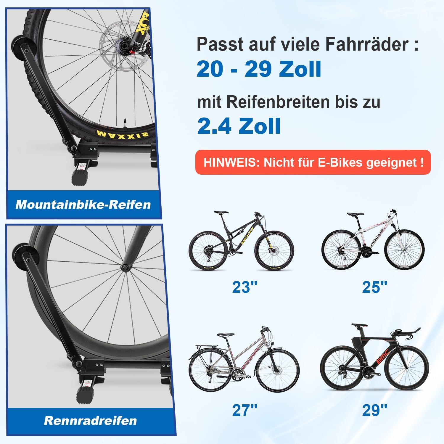 20 bis 29 Zoll Fahrradständer, Aluminium Faltbar Hinterradständer 43x13x10cm,Haus oder Fahrradgeschäft Fahrrad,Ausstellungsständer für Mountain und Rennräder